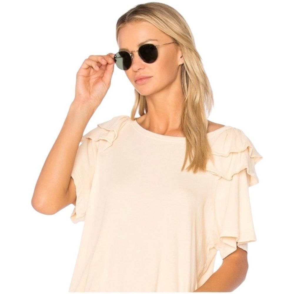 Current Elliott Double Ruffle Tee Apple Blossom
